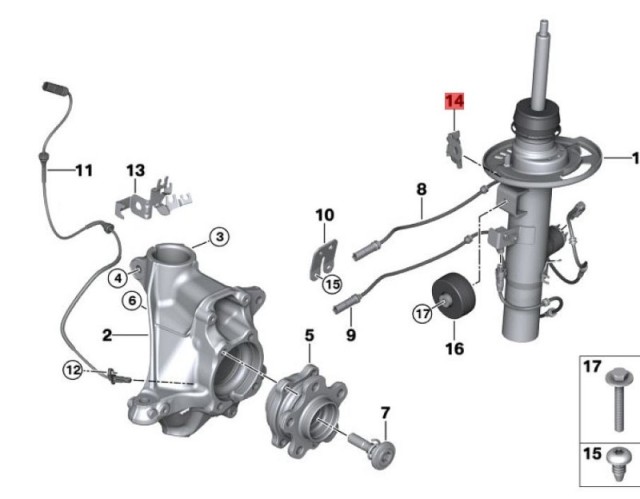 OE:34306872060  Кронштейн тормозного шланга передний правый Подходит для BMW Brilliance iX3 (G08) ведущих 20 моделей 2020-2021 гг.