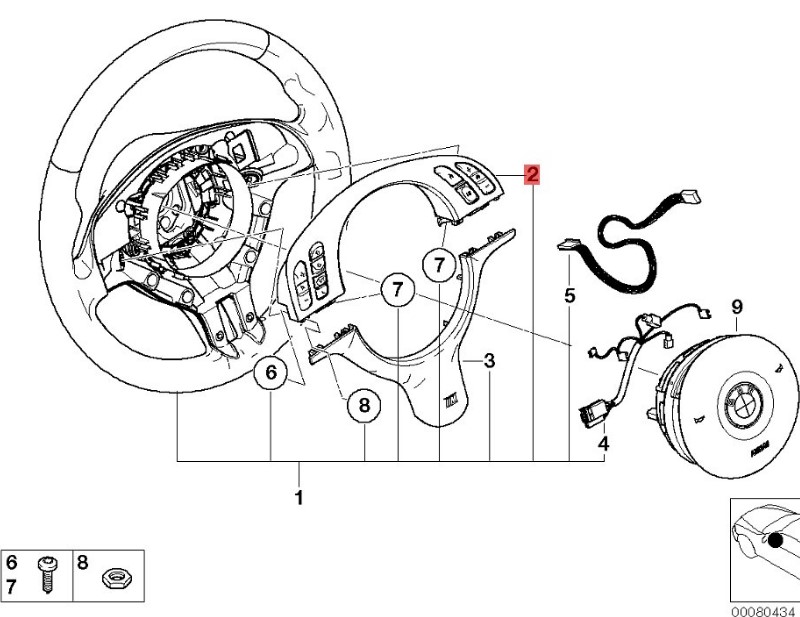 OE:61316949754  Switch multifunction steering wheel Suitable for BMW Brilliance 3 Series (E46) 325i04 2003-2004