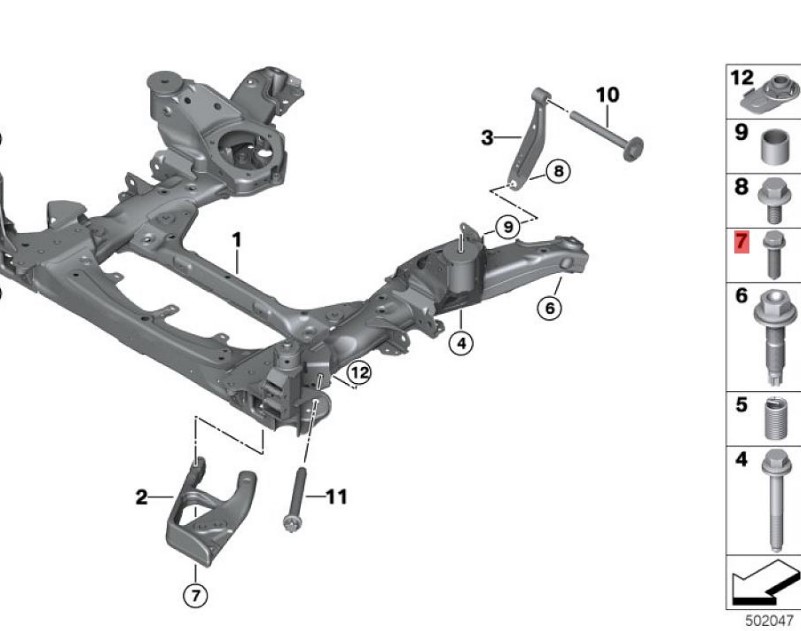OE:7119908596 Bolt M12X1, 5X48 BMW X2 (F39) sDrive20iM off-road kit for 20 models from 2019-2020.
