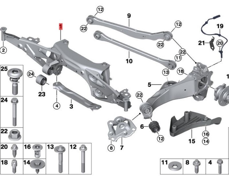 OE:33316866212 Rear axle beam for BMW X2 (F39) sDrive20iM off-road kit for 20 models from 2019-2020.