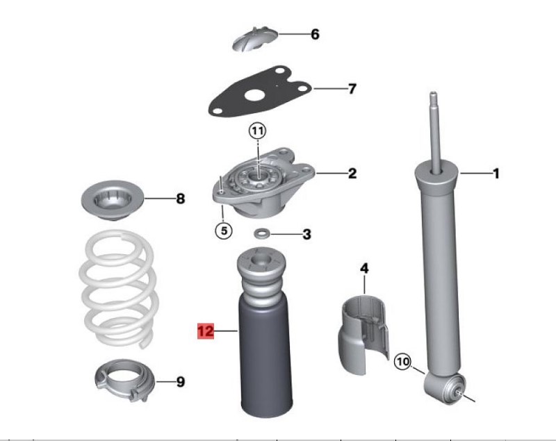 OE:33536852453 Additional shock absorber with protective tube at the rear BMW X2 (F39) sDrive20iM off-road kit for 20 models from 2019-2020.