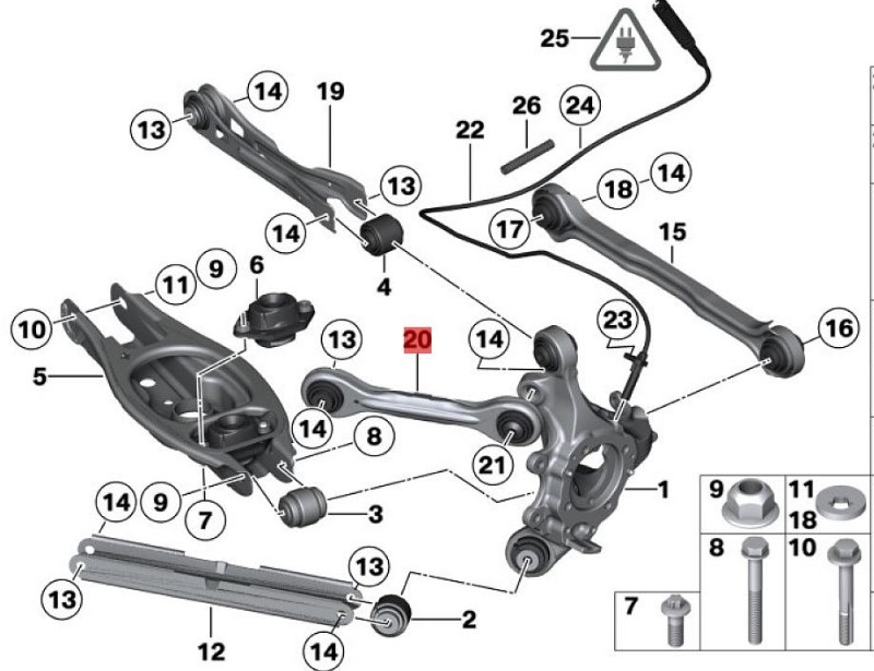 OE:33322406289 Repair kit for left guide arm VALUELINE BMW X1 (E84) sDrive18i manual transmission 13 models 2012-2014.