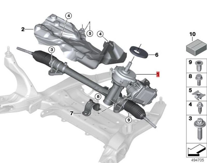 OE: 32106853638 Electric steering mechanism BMW X2 (F39) sDrive20iM off-road kit for 20 models from 2019-2020.