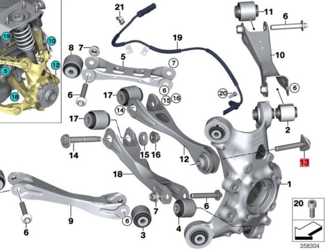 OE:33326784418 Болт противоотвинчивающий М12Х1, 5Х85-10,9 BMW X1 (E84) sDrive18i МКПП 13 модели 2012-2014 гг.