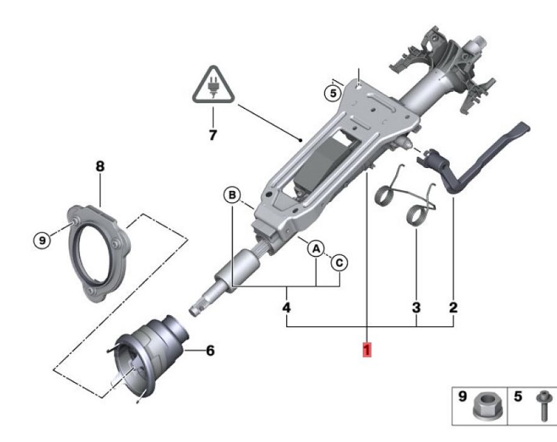 OE:32306784867 Manually adjustable steering column BMW X1 (E84) sDrive18i manual transmission 13 models 2012-2014.