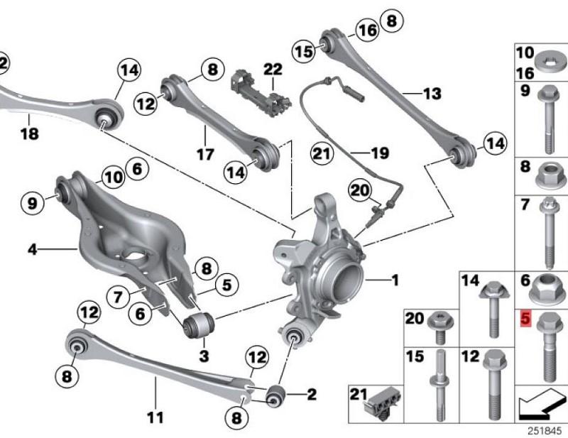 OE:33326762875 Hexagon head bolt with flange M14X1.5X82-10.9 BMW X1 (E84) sDrive18i manual transmission 13 models 2012-2014.