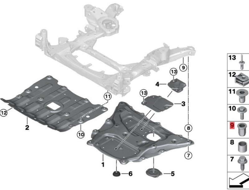 OE:7147199279  Rivet nut with flat head M10 BMW X1 (E84) sDrive18i manual transmission 13 models 2012-2014.