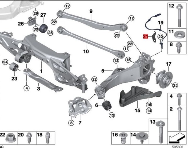 OE:34526865028 Кронштейн тормозного шланга задний правый BMW X2 (F39) sDrive20iM комплект для бездорожья 20 моделей 2019-2020 гг.