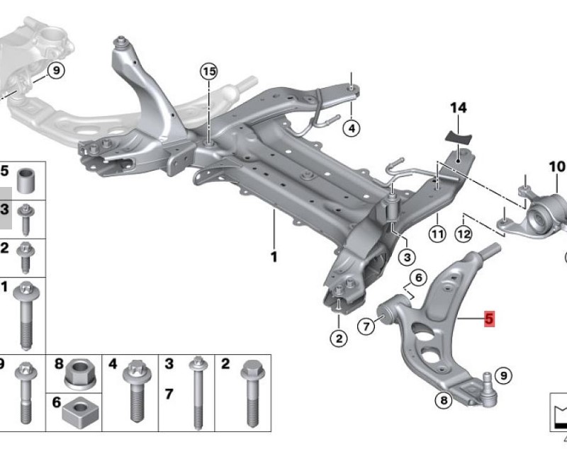 OE:31126871301 Side swivel arm with rubber mounting on the left