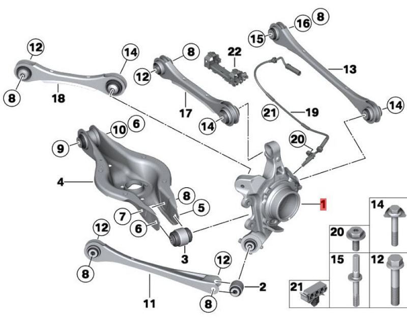 OE:33326798983 left rear wheel frame