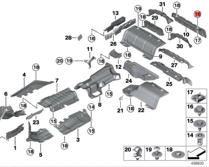 OE: 7119905017  ST6 self-tapping screws, 3X16-ZNS3 M6 BMW 6 Series GC(F06)640i2011-2014