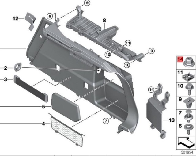 OE:7147336362 пластиковая гайка BMW i3 (I01) Расширенный модельный ряд 14 моделей 2014-2016 гг.