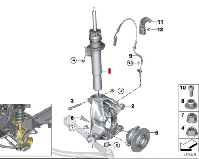 OE:31316880097 Амортизатор передний левый BASIS BMW i3 (I01) Расширенный модельный ряд 14 моделей 2014-2016 гг.