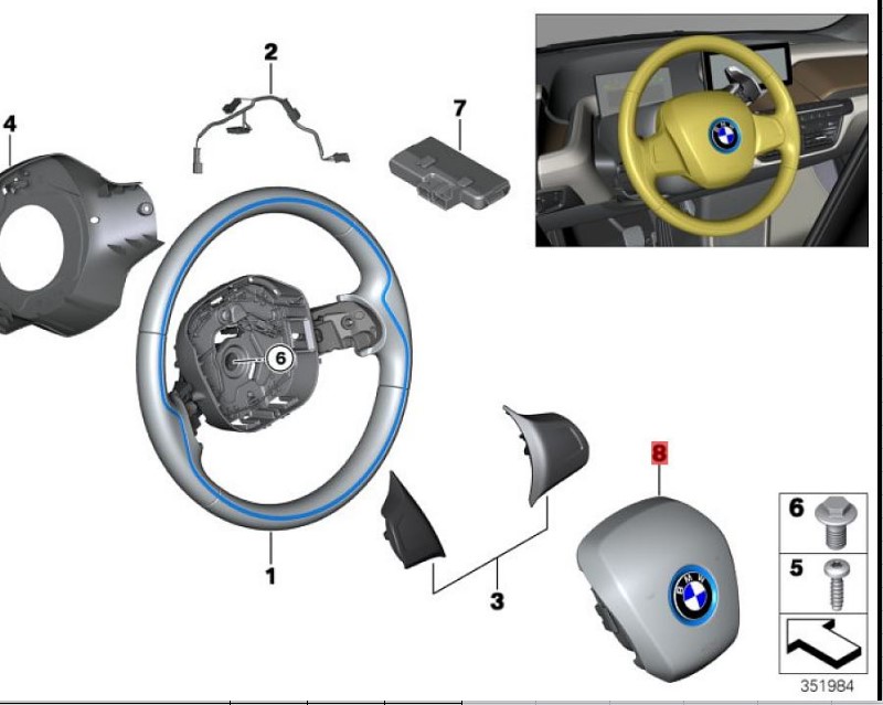 OE:32306870364 Driver-side airbag module BMW i3 (I01) Extended model range 14 models 2014-2016
