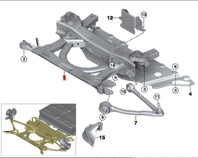 OE:31106852483 балка переднего моста BMW i3 (I01) Расширенный модельный ряд 14 моделей 2014-2016 гг.