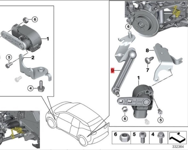 OE:37146855669 Левая сторона рычага регулировки BMW i3 (I01) Расширенный модельный ряд 14 моделей 2014-2016 гг.