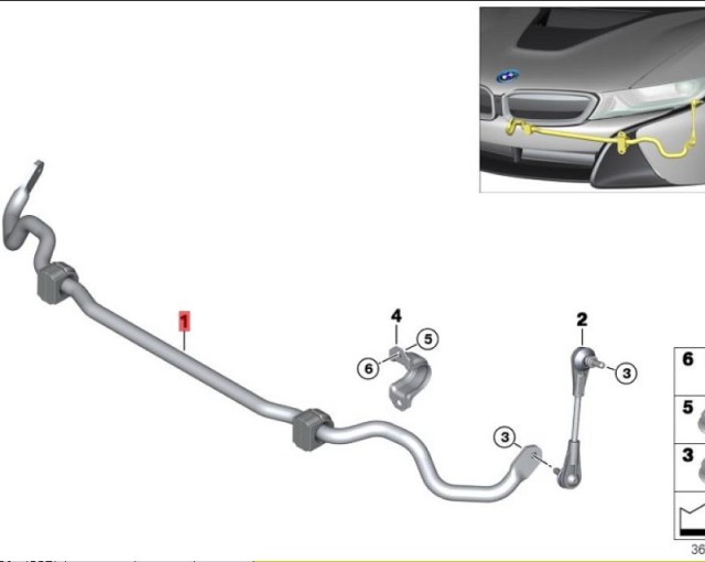 OE:31306866000 Стабилизатор переднего моста BMW (импорт) i8 (I12) i82014-