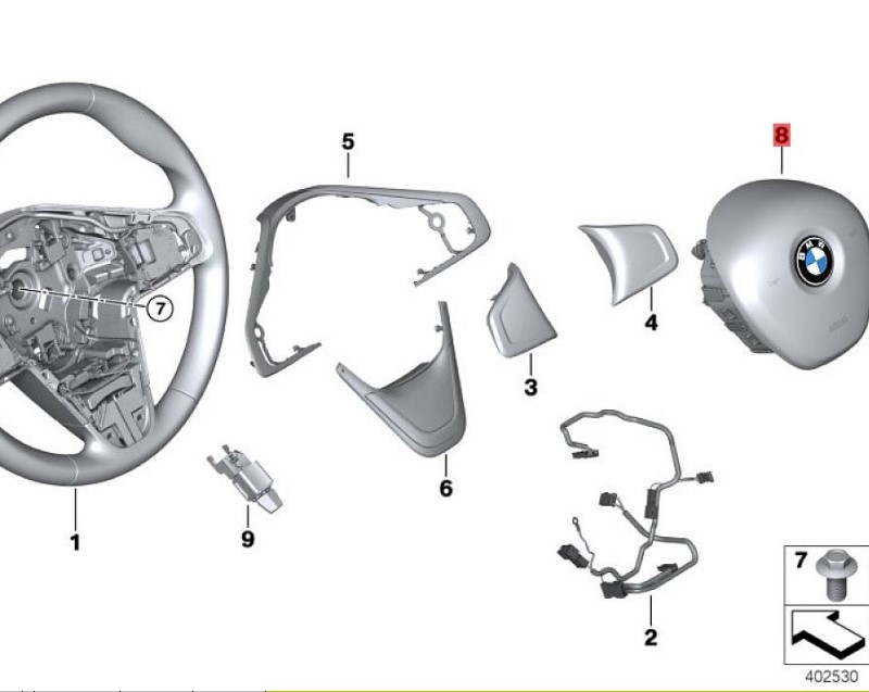 OE:32306992389 Driver-side airbag module BMW (import) X2 (F39) sDrive20iM off-road kit 18 models 2018-2019
