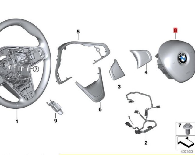 OE:32306992389 Модуль подушки безопасности со стороны водителя BMW (импорт) X2 (F39) sDrive20iM комплект для бездорожья 18 моделей 2018-2019 гг