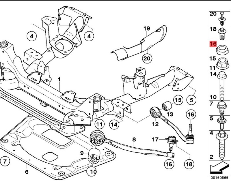 OE:31003453633 Hexagon self-locking nut M14X1.5ZNIVSI BMW (import) X3 (E83) 3.0i04 2003-2004