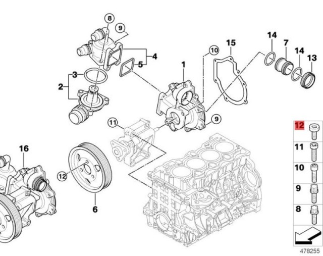 OE:11517559979 Болт внутренняя звездочка M8X16 BMW (импорт) X1 (E84) sDrive18i люкс 10 моделей 2010-2011 гг