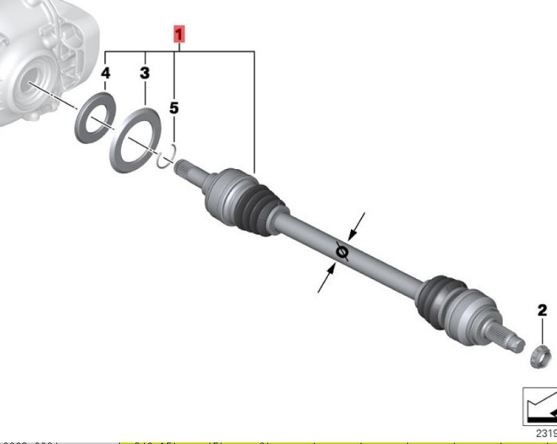 OE:33207598037 Output shaft left D=28MM BMVS3(E83)3.0i04 2003-2004