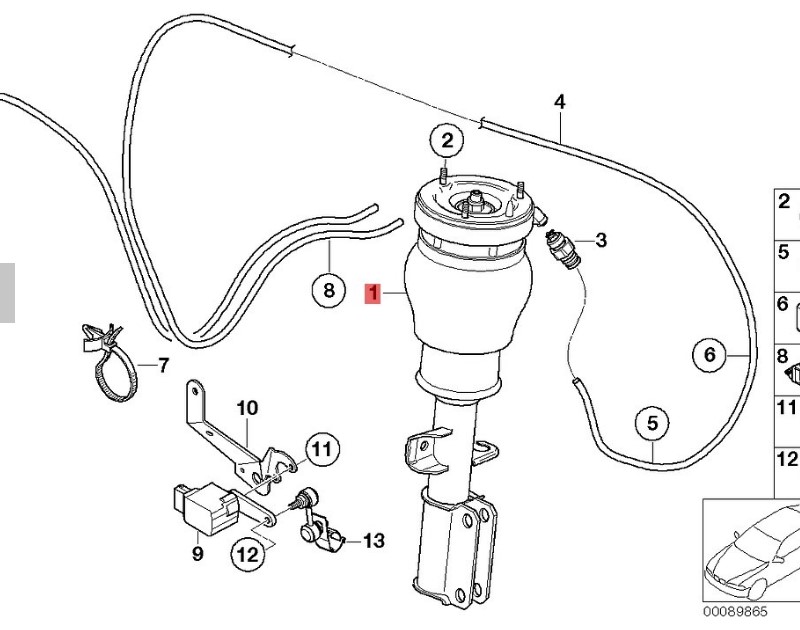 OE:37116757501 RP pneumatic shock absorber strut, left front, BMW X5 (E53) 3.0i 2002-2006