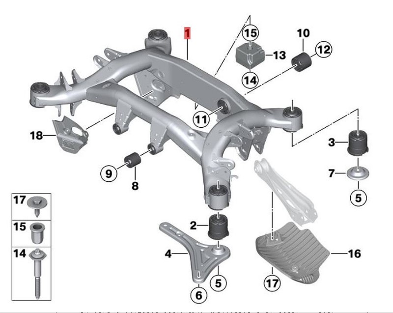 OE:33316857983 Rear axle beam BMW X3 (E83) 3.0i04 2003-2004