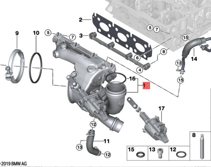 OE:11659470992 OG turbocharger with exhaust manifold suitable for BMW