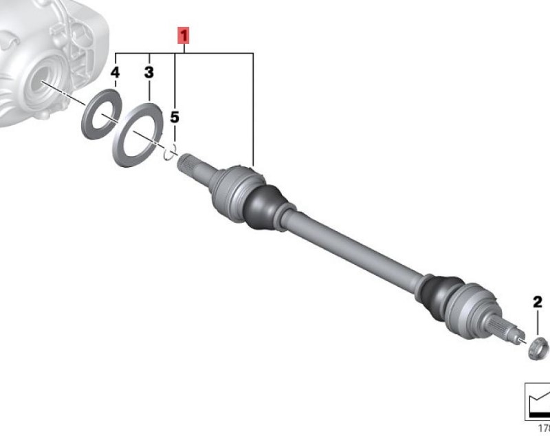 OE:33207599254 Output shaft, right, D=34MM