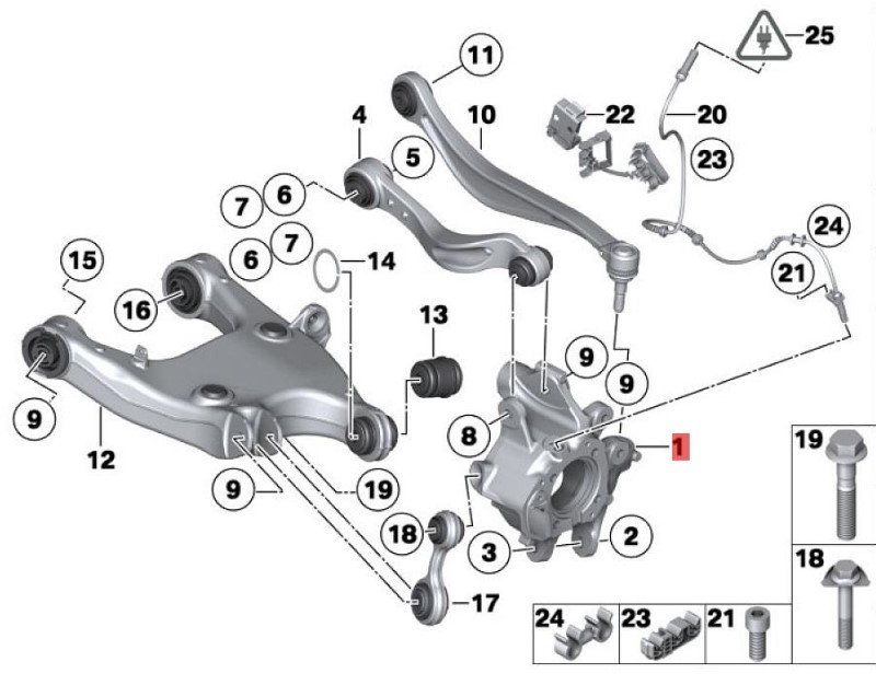 OE:33326793769 left rear wheel frame