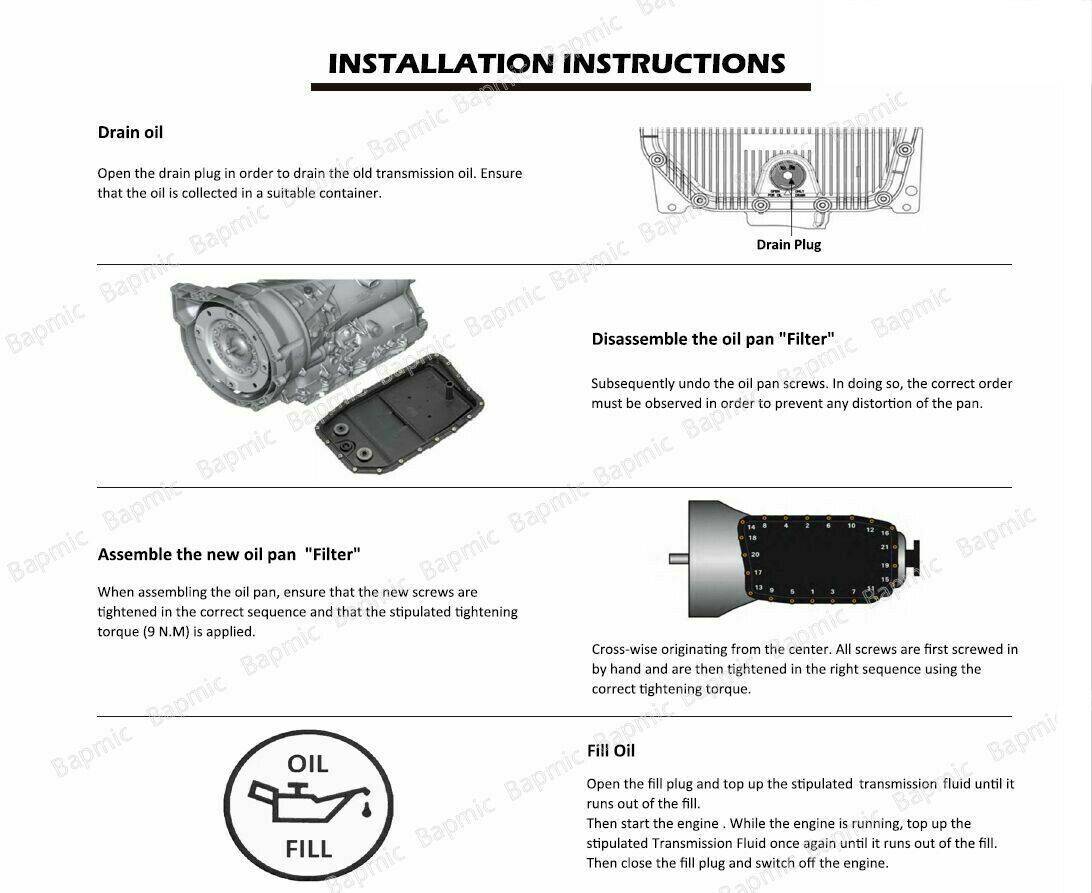BMW 6HP26 automatic transmission oil pan with gasket + bolt set 745Li X5 X6