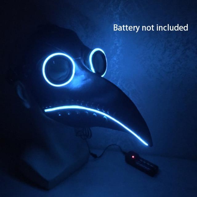 Plague Doctor Mask with LED Latex Twinkle Mask for Halloween Cosplay