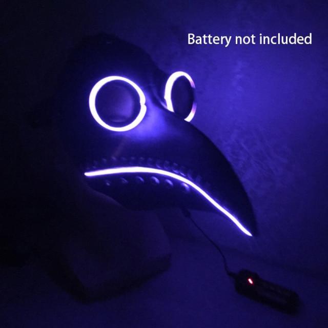 Plague Doctor Mask with LED Latex Twinkle Mask for Halloween Cosplay