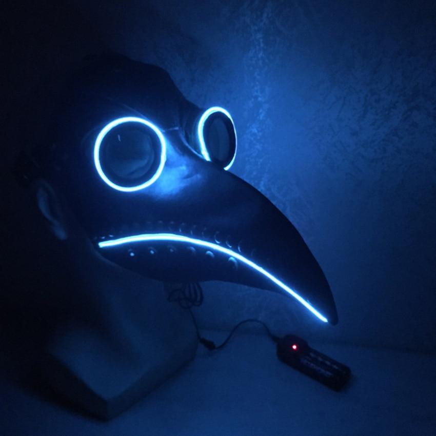 Plague Doctor Mask with LED Latex Twinkle Mask for Halloween Cosplay