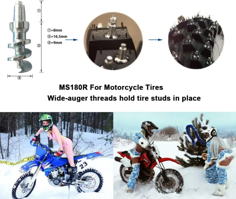 Screw in Tire Stud,Marrkey Steel Body Carbide Tips [Security Anti-Skid] Tire Spikes for Dirt Bike Motorcycle ATV UTV ADV/Dual Sport,and Sport Bike 24.5mm - Pack of 100