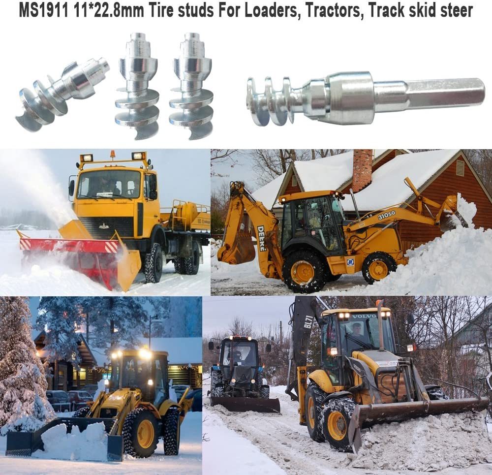 Screw in Tire Stud,Spikes for tire,Marrkey 100PCS Steel Body Carbide Tips [Security Anti-Skid] Wheel Tyre Snow Tire Spikes for Loaders Tractors Skid Steer Tires &amp; Tracks MS1910(8 x 19mm)