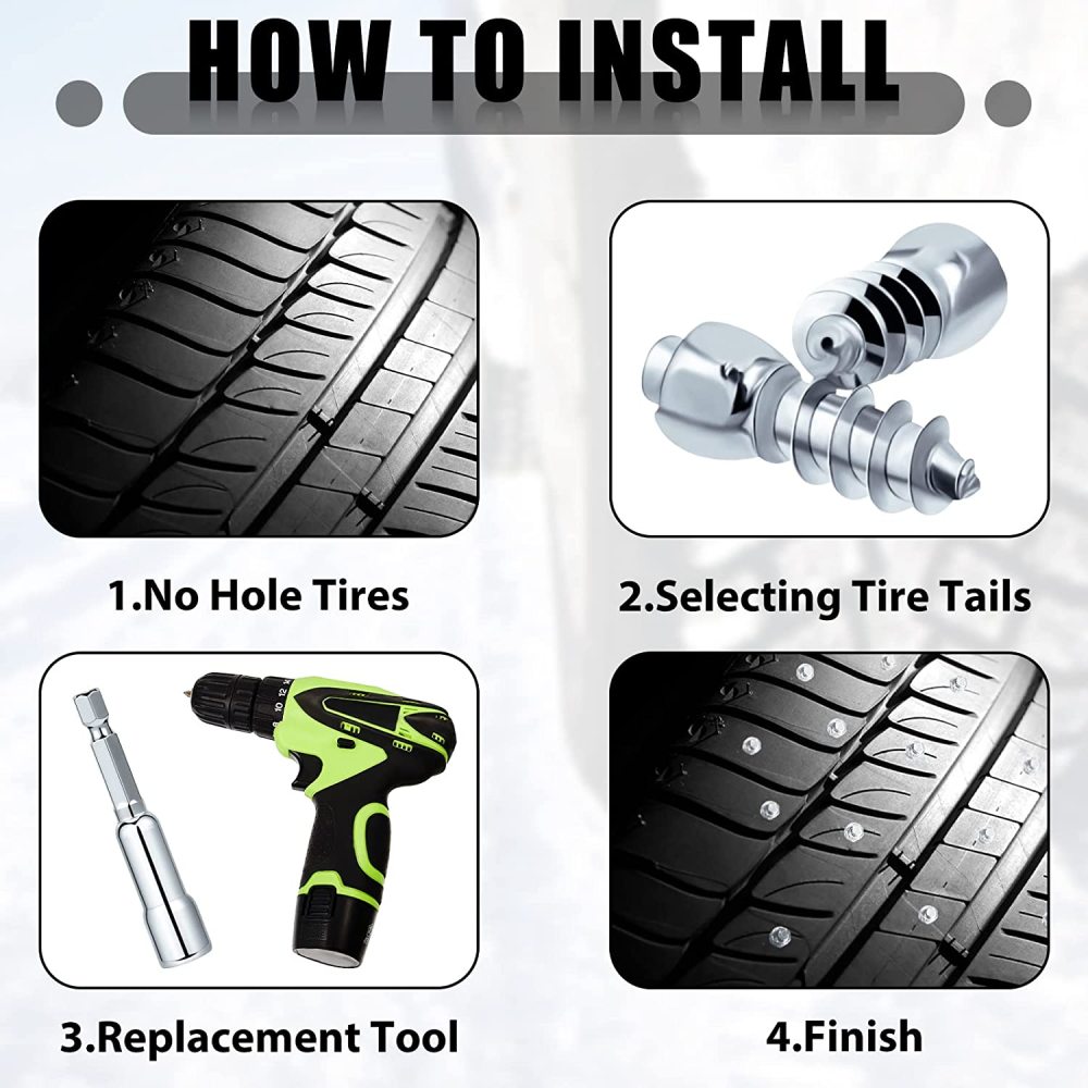 Carbide Screw Tire Studs Wheel Tyre Snow Studs Snow Tire Spikes Trim Screw in Tire Studs with Installation Tool for Car Truck Bicycle Boot Motorcycle ATV SUV Auto Accessories, 12 mm (150 Pieces)