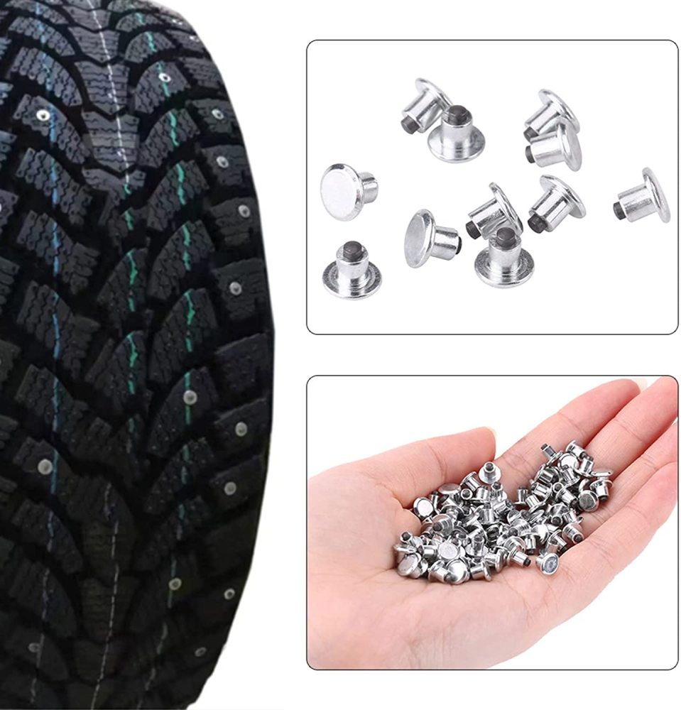 Tire Stud Screws,100pcs 6.5mm/0.26" Wheel Tyre Stud Screws Snow Tire Spikes for Bike Car Motorcycle ATV Shoes Steel &amp; Tungsten Steel