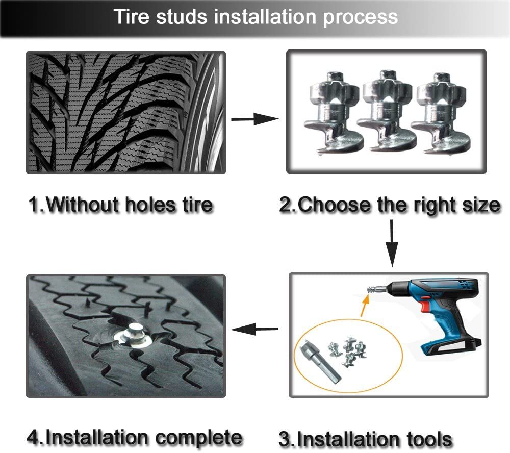 Marrkey Tires Studs/Screw Snow Carbide Spikes/Wheel Tyres Studs for Racing car,Bicycle,Bike,Fat Bikes, Scooters Tires,Running Shoes Boots in Winter 7 * 9.9mm 100PCS