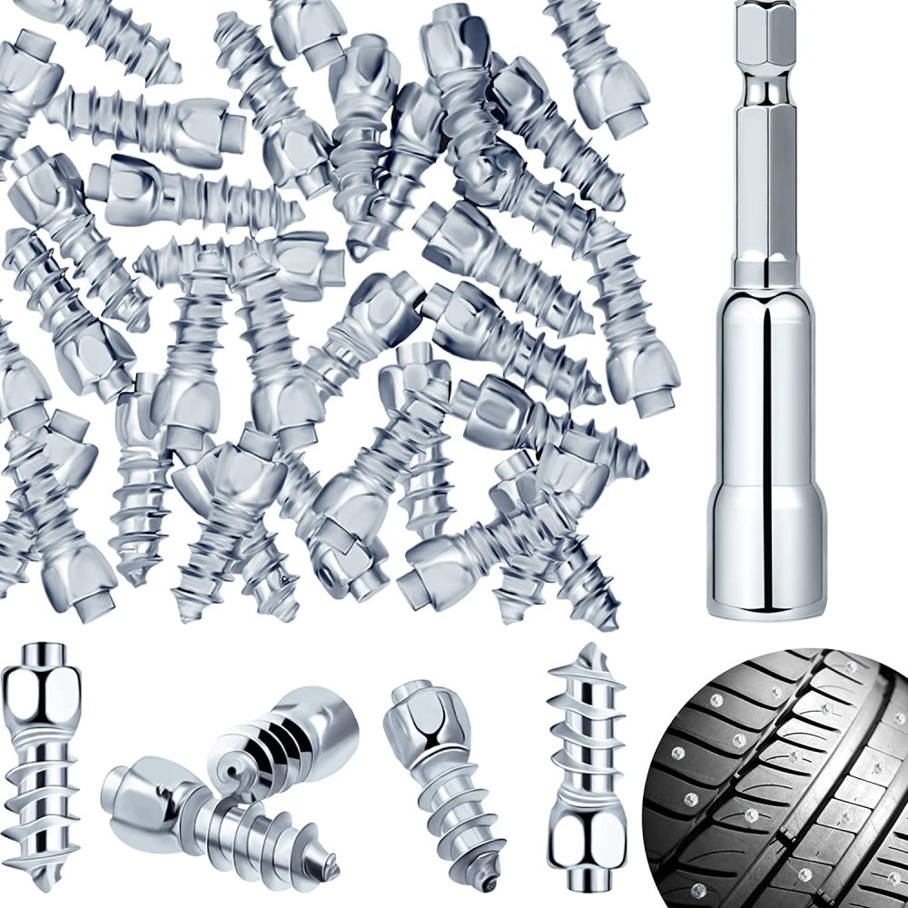 Carbide Screw Tire Studs Wheel Tyre Snow Studs Snow Tire Spikes Trim Screw in Tire Studs with Installation Tool for Car Truck Bicycle Boot Motorcycle ATV SUV Auto Accessories, 12 mm (150 Pieces)