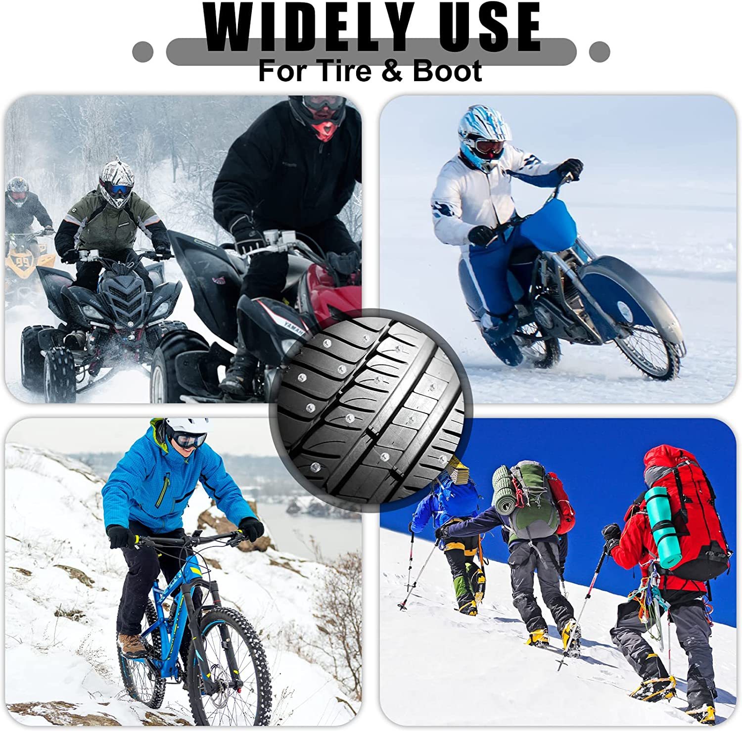 Carbide Screw Tire Studs Wheel Tyre Snow Studs Snow Tire Spikes Trim Screw in Tire Studs with Installation Tool for Car Truck Bicycle Boot Motorcycle ATV SUV Auto Accessories, 12 mm (150 Pieces)