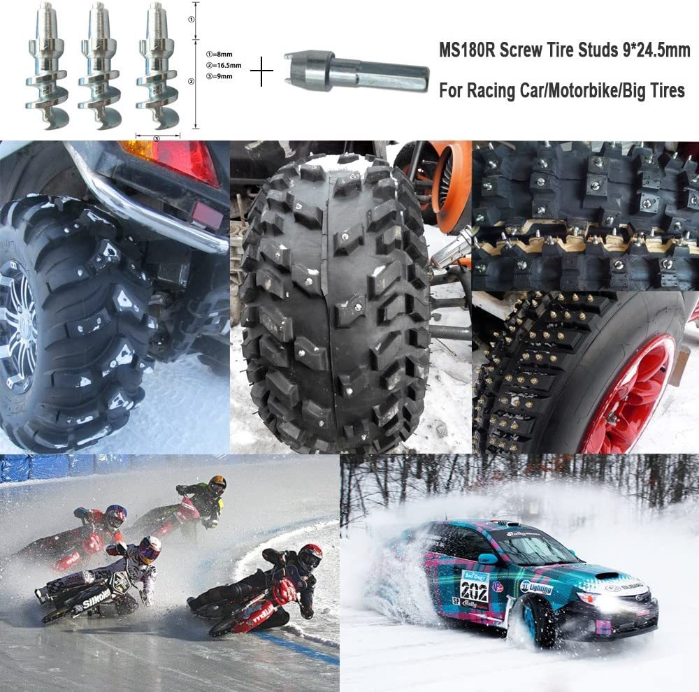 Screw in Tire Stud,Marrkey Steel Body Carbide Tips [Security Anti-Skid] Tire Spikes for Dirt Bike Motorcycle ATV UTV ADV/Dual Sport,and Sport Bike 24.5mm - Pack of 100
