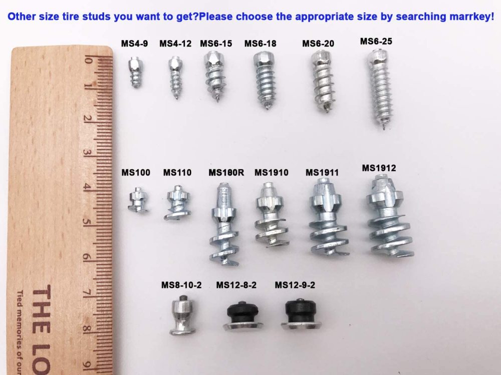 Screw in Tire Stud,Spikes for tire,Marrkey 100PCS Steel Body Carbide Tips [Security Anti-Skid] Wheel Tyre Snow Tire Spikes for Loaders Tractors Skid Steer Tires &amp; Tracks MS1910(8 x 19mm)