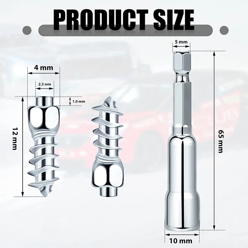 Carbide Screw Tire Studs Wheel Tyre Snow Studs Snow Tire Spikes Trim Screw in Tire Studs with Installation Tool for Car Truck Bicycle Boot Motorcycle ATV SUV Auto Accessories, 12 mm (150 Pieces)