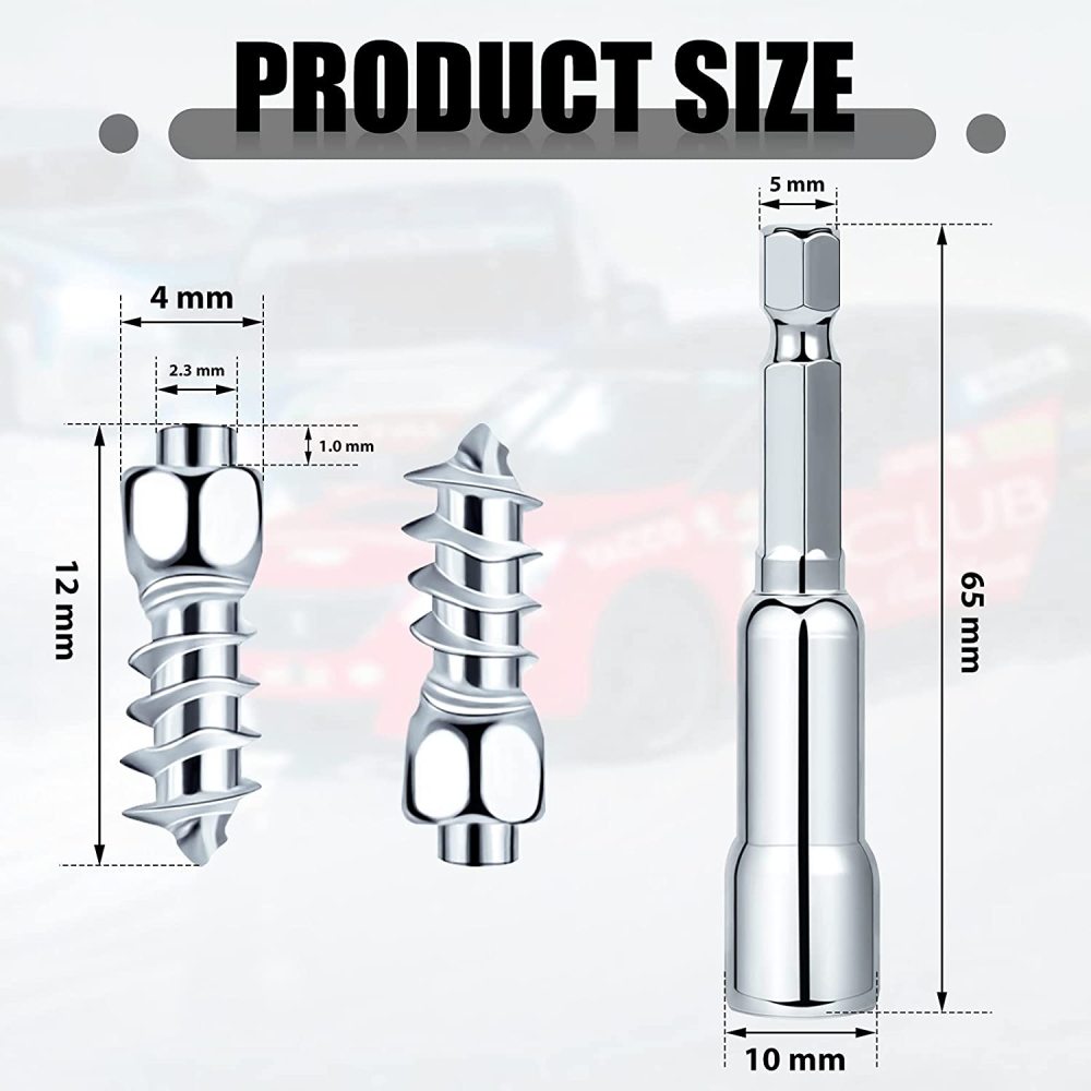 Carbide Screw Tire Studs Wheel Tyre Snow Studs Snow Tire Spikes Trim Screw in Tire Studs with Installation Tool for Car Truck Bicycle Boot Motorcycle ATV SUV Auto Accessories, 12 mm (150 Pieces)