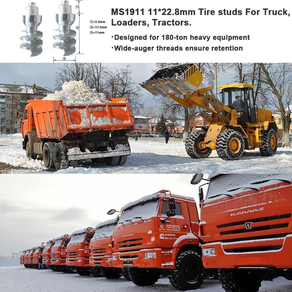 Carbide Tires Studs, Marrkey 22.8mm Spikes for Tires-Security Anti-Skid Car Wheel Snow Tire Chains Studs for ATV SUV Motorcycle Loaders Tractors MS1911 (100)