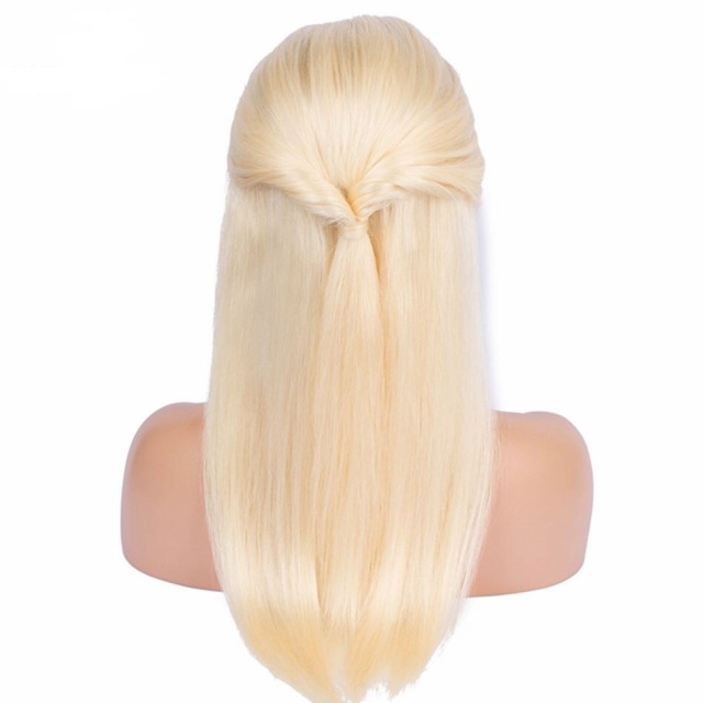 Long Straight Human Hair Wig Virgin Hair Full Lace Wig Blonde #613 From Imeya