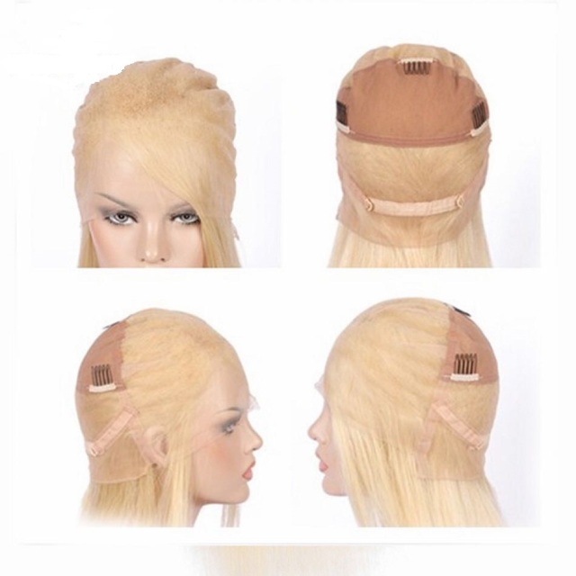 Long Straight Human Hair Wig Virgin Hair Full Lace Wig Blonde #613 From Imeya