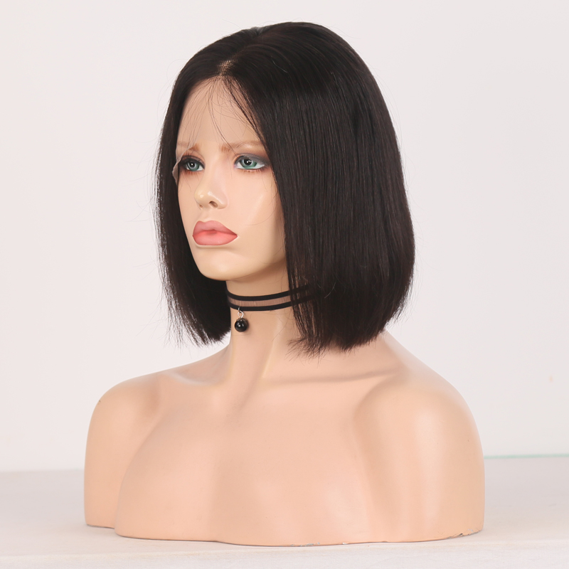 Black Straight Bob Human Hair Wigs 13x6 HD Transparent Lace Front Wig